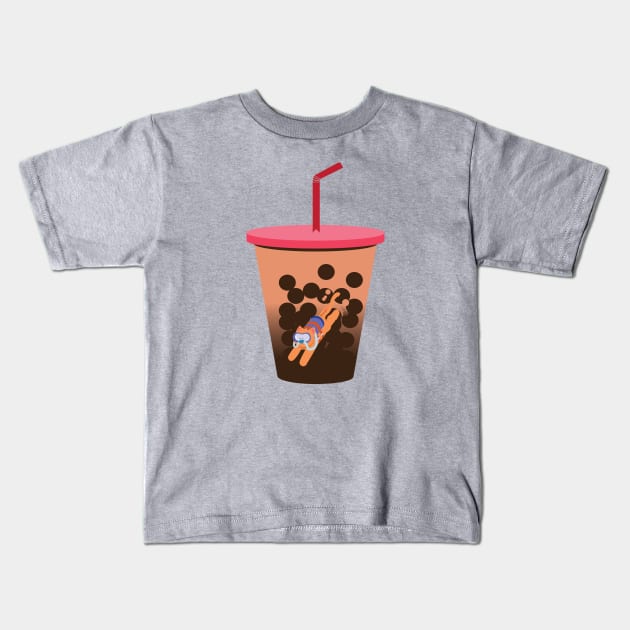 Diving for Milk Tea Pearls (Original Flavor) Kids T-Shirt by monsterpancakes
